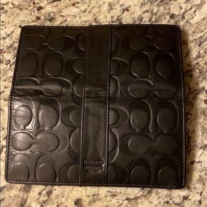 Black leather coach wallet / checkbook holder